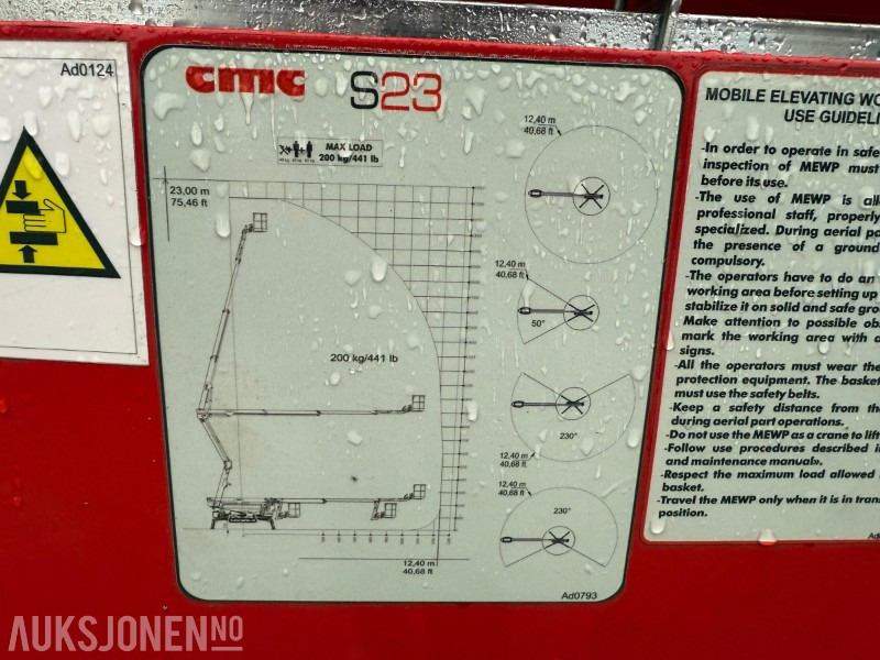 Dvižna ploščad 2022 CMC S23 spiderlift, 23m arb.høyde, automatisk nivellering, merkefrie belter, radiokontroll, Diesel/ 230V: slika 15