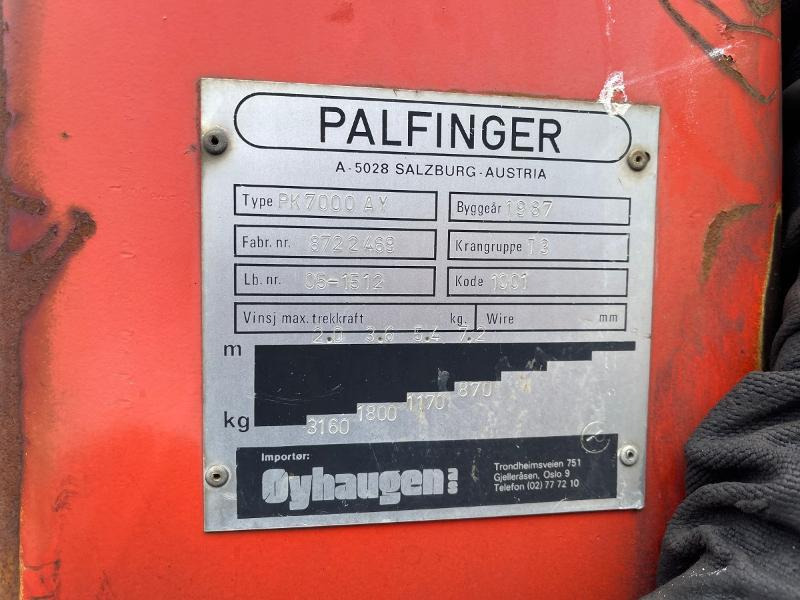 1987 Palfinger PK7000 AY Lastebilkran - Tovornjak: slika 4 1987 Palfinger PK7000 AY Lastebilkran - Tovornjak: slika 4