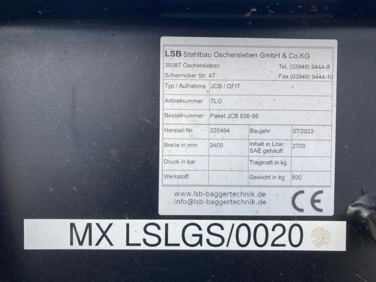 JCB LSB LEICHTGUTSCHAUFEL JCB Q-FIT - Žlica za nakladalnik: slika 4 JCB LSB LEICHTGUTSCHAUFEL JCB Q-FIT - Žlica za nakladalnik: slika 4