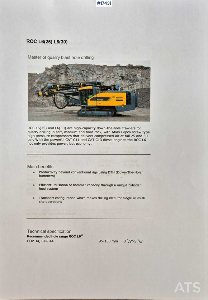 Atlas Copco ROC L6/25 drill rig (2011) - Vrtalna naprava: slika 3 Atlas Copco ROC L6/25 drill rig (2011) - Vrtalna naprava: slika 3