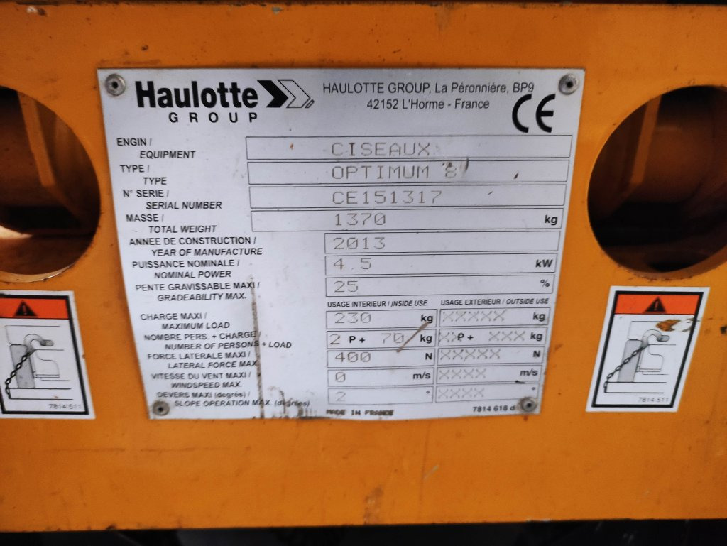 Haulotte OPTIMUM8 - Škarjasta dvižna ploščad: slika 5 Haulotte OPTIMUM8 - Škarjasta dvižna ploščad: slika 5