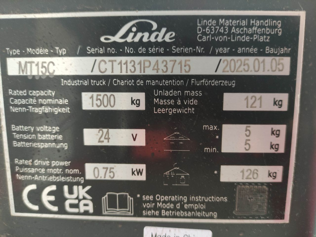 Linde MT15C - Paletni viličar: slika 5 Linde MT15C - Paletni viličar: slika 5