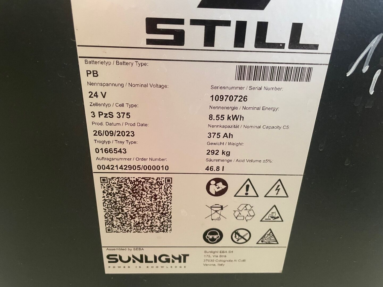 Sunlight I 24 Volt I 3 PzS 375 - Akumulator za Oprema za rokovanje z materiali: slika 2 Sunlight I 24 Volt I 3 PzS 375 - Akumulator za Oprema za rokovanje z materiali: slika 2