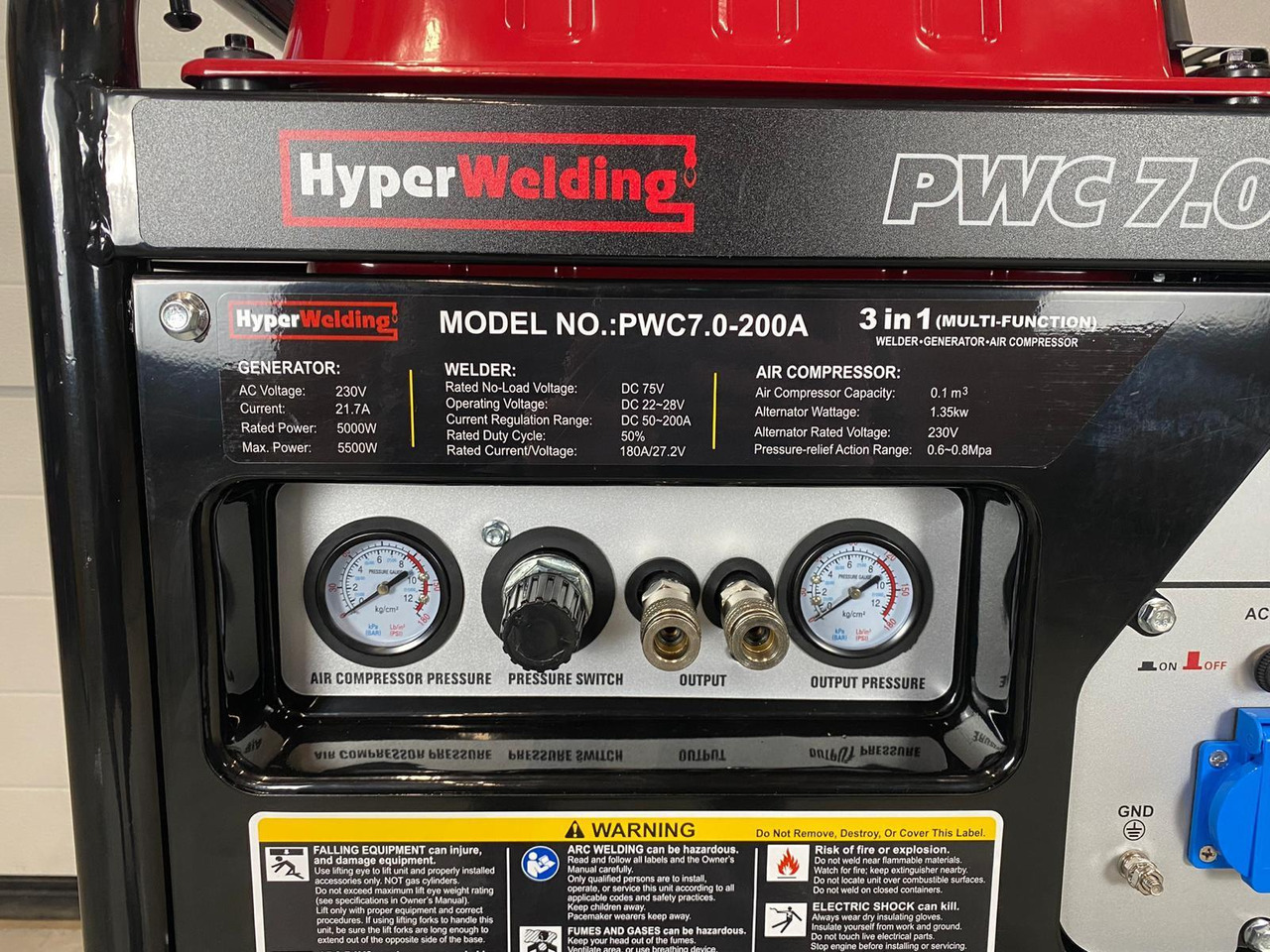 HyperWelding PWC7.0-200A 3 in 1 Multimachine (Generator, Lasapparaat en Luchtcompressor) - Oprema za delavnice: slika 2 HyperWelding PWC7.0-200A 3 in 1 Multimachine (Generator, Lasapparaat en Luchtcompressor) - Oprema za delavnice: slika 2