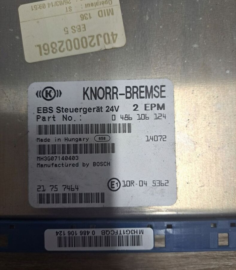 Knorr-Bremse STEROWNIK EBS RENAULT MIDLUM GAMA D VOLVO FL EURO6 - ECU za Tovornjak: slika 1 Knorr-Bremse STEROWNIK EBS RENAULT MIDLUM GAMA D VOLVO FL EURO6 - ECU za Tovornjak: slika 1
