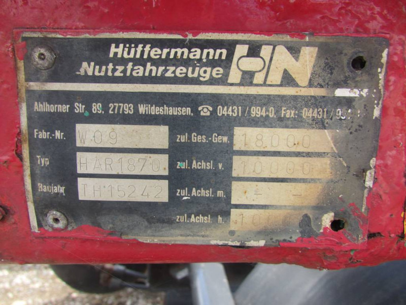 Huffermann HAR 18.70 Containeranhänger 3.900 EUR - Kontejnerska prikolica/ Prikolica z zamenljivim tovoriščem: slika 4 Huffermann HAR 18.70 Containeranhänger 3.900 EUR - Kontejnerska prikolica/ Prikolica z zamenljivim tovoriščem: slika 4