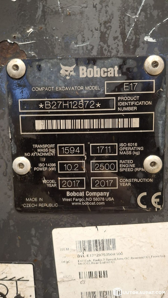 Bobcat E17 excavator, 2017 model, 1,997 h, Espoo - Mini bager: slika 2 Bobcat E17 excavator, 2017 model, 1,997 h, Espoo - Mini bager: slika 2