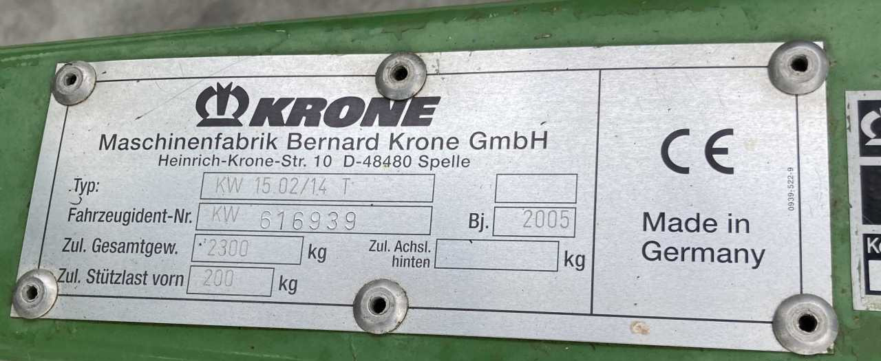 Krone KW 15.02/14 schudder weidebouwmachines - Obračalnik/ Zgrabljalnik: slika 4 Krone KW 15.02/14 schudder weidebouwmachines - Obračalnik/ Zgrabljalnik: slika 4