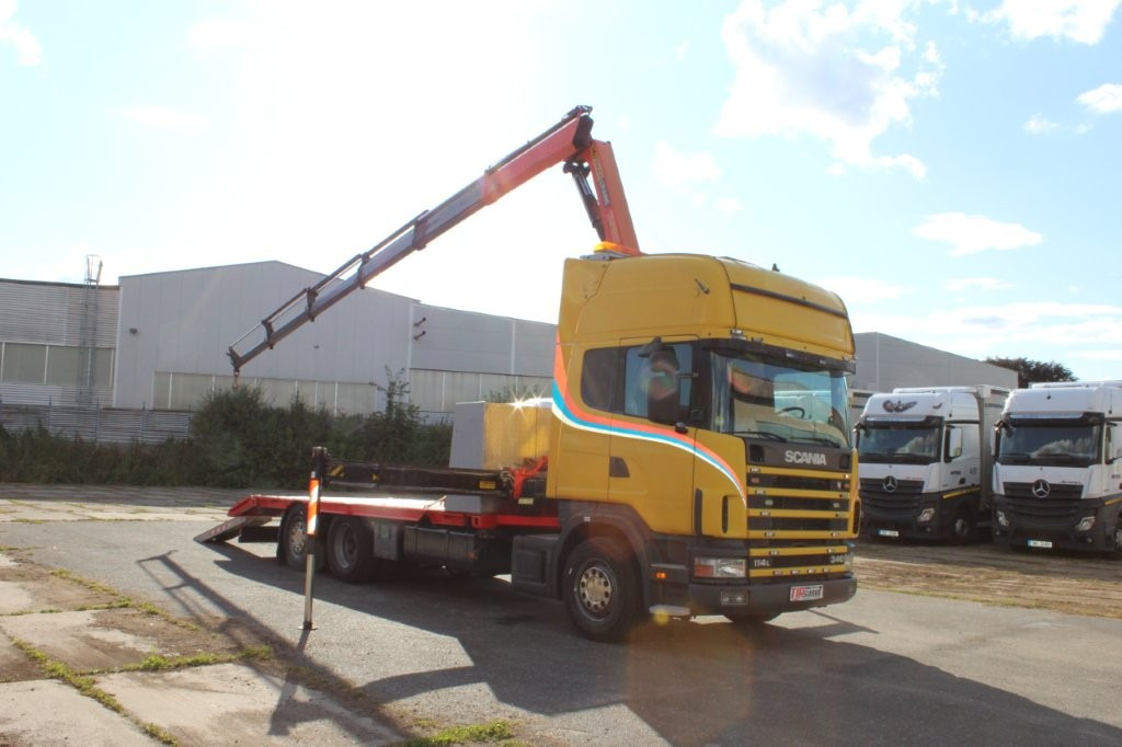 Scania R 114 LB340 6X2 L PALFINGER PK16502 - Tovornjak avtotransporter, Tovornjak z dvigalom: slika 1 Scania R 114 LB340 6X2 L PALFINGER PK16502 - Tovornjak avtotransporter, Tovornjak z dvigalom: slika 1