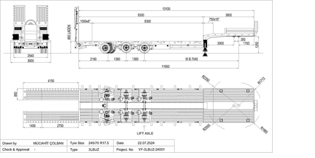 YALCIN 3 ESSIEUX STD - Nizko noseča polprikolica: slika 3 YALCIN 3 ESSIEUX STD - Nizko noseča polprikolica: slika 3