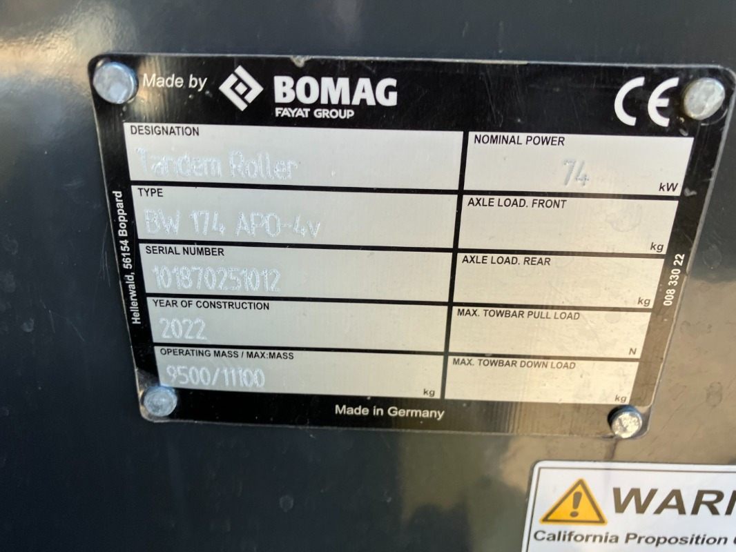 BOMAG DE BW 174 APO-4v Stage V/Tier 4f - Cestni valjar: slika 2 BOMAG DE BW 174 APO-4v Stage V/Tier 4f - Cestni valjar: slika 2