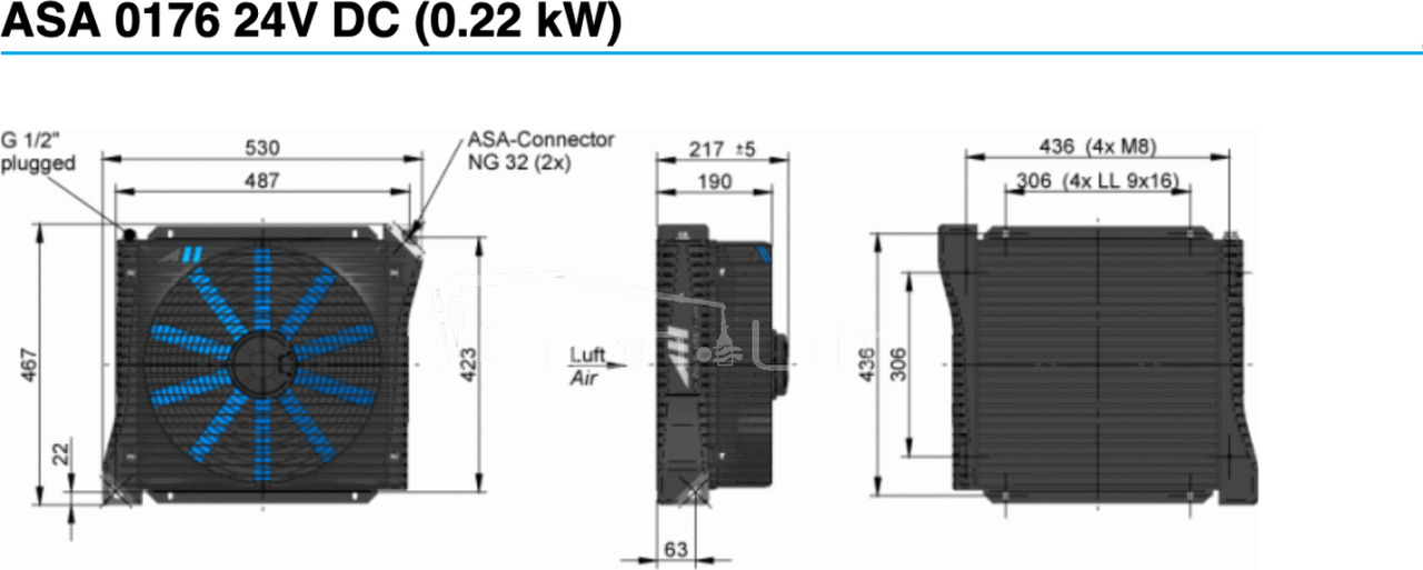 Chłodnica oleju hydraulicznego ASA 0176 / 24V / 250L ASA0176AD02 - Hladilnik olja za Paletno dvigalo: slika 2 Chłodnica oleju hydraulicznego ASA 0176 / 24V / 250L ASA0176AD02 - Hladilnik olja za Paletno dvigalo: slika 2
