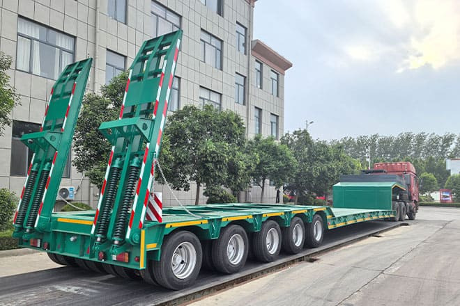 TITAN Hydraulic Extendable Low Bed Trailer for Sale in Kazakhstan - Nizko noseča polprikolica: slika 3 TITAN Hydraulic Extendable Low Bed Trailer for Sale in Kazakhstan - Nizko noseča polprikolica: slika 3