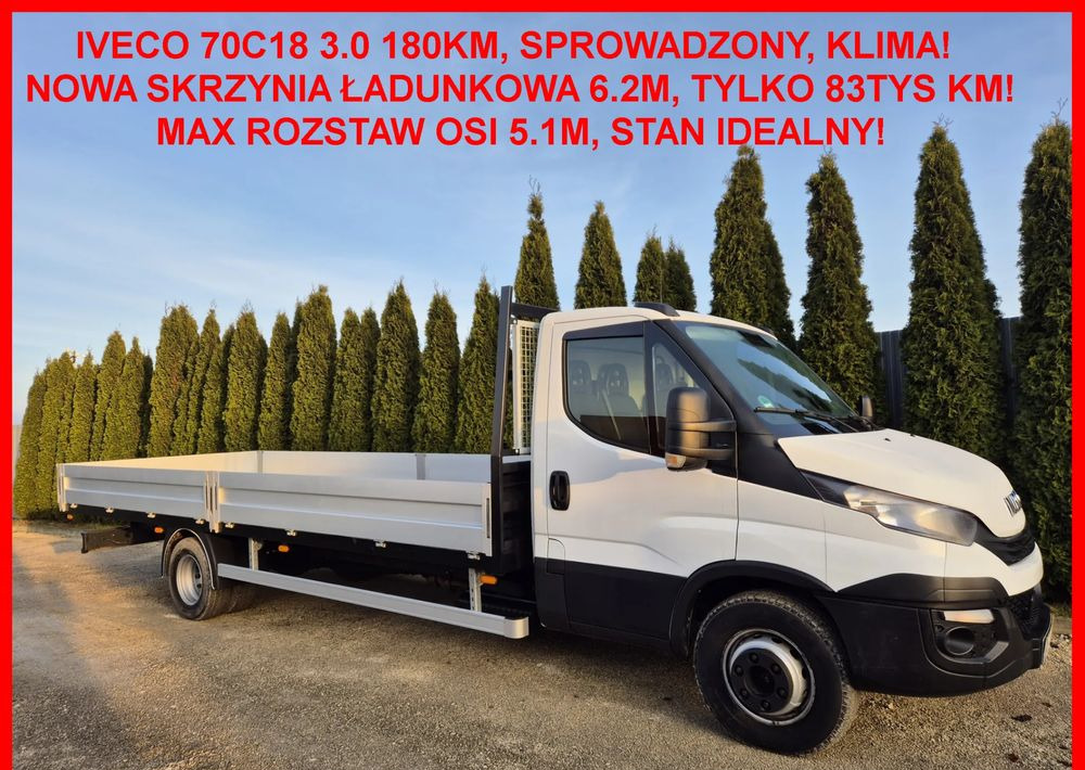 Iveco 70C18 3.0 180KM/ Skrzyniowy / 1 Właściciel/ Himatic 8b/ Rozstaw osi max 5.1m/ - Dostavno vozilo s kesonom: slika 1 Iveco 70C18 3.0 180KM/ Skrzyniowy / 1 Właściciel/ Himatic 8b/ Rozstaw osi max 5.1m/ - Dostavno vozilo s kesonom: slika 1