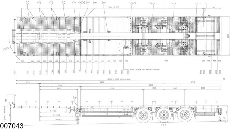 Broshuis open laadbak Extandable 21 Meter, 53750 kg - Polprikolica s kesonom: slika 2 Broshuis open laadbak Extandable 21 Meter, 53750 kg - Polprikolica s kesonom: slika 2