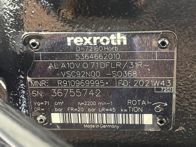 Terex 5364662010-Rexroth A10VO71-Load sensing pump - Hidravlika za Gradbeni stroj: slika 4 Terex 5364662010-Rexroth A10VO71-Load sensing pump - Hidravlika za Gradbeni stroj: slika 4