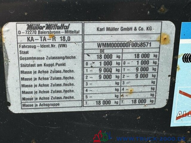 Müller-Mitteltal KA-TA- R 18,0 Tandem 3 Seitenkipper NL 13.500kg - Kiper prikolica: slika 4 Müller-Mitteltal KA-TA- R 18,0 Tandem 3 Seitenkipper NL 13.500kg - Kiper prikolica: slika 4