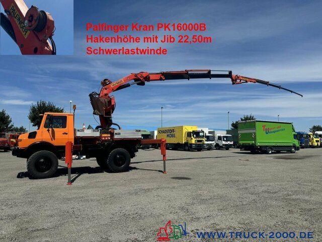 Unimog U1700 Kran PK16000 + Jib Höhe 22,50m + Winde - Tovornjak z dvigalom: slika 1 Unimog U1700 Kran PK16000 + Jib Höhe 22,50m + Winde - Tovornjak z dvigalom: slika 1
