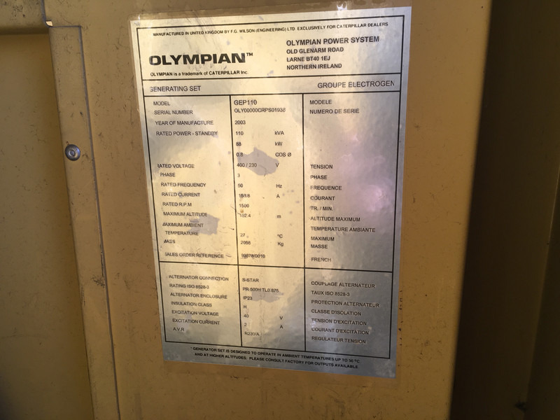 Caterpillar OLYMPIAN GEP110 GENERATOR 110KVA USED - Generator: slika 4 Caterpillar OLYMPIAN GEP110 GENERATOR 110KVA USED - Generator: slika 4