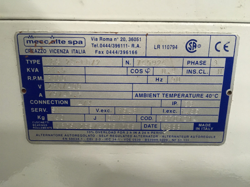 Lombardini LDW 1204 GENERATOR 31.5 KVA USED - Generator: slika 5 Lombardini LDW 1204 GENERATOR 31.5 KVA USED - Generator: slika 5