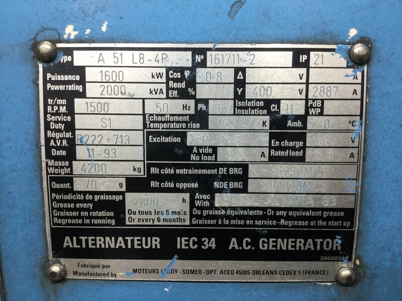 Generator MTU 16V4000 GENERATOR 2000 KVA FOR PARTS: slika 10