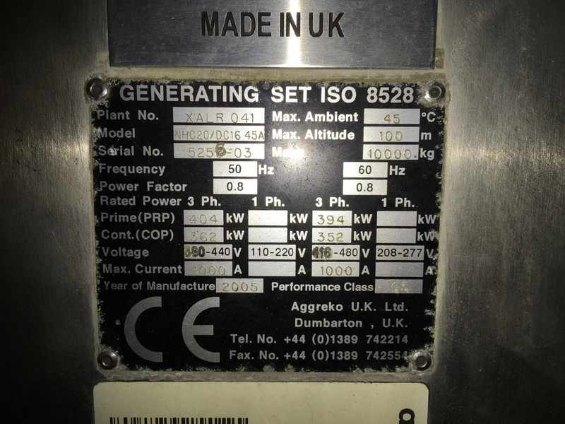Scania DC16.43A GENERATOR 344KVA USED - Generator: slika 2 Scania DC16.43A GENERATOR 344KVA USED - Generator: slika 2