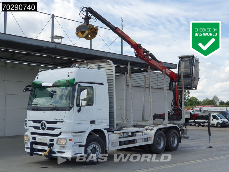 Mercedes-Benz Actros 3346 6X4 Original KM's! FTG V10CX.81 Kran Crane Holztransport Big-Axle Steelsuspension - Tovornjak za prevoz lesa, Tovornjak z dvigalom: slika 1 Mercedes-Benz Actros 3346 6X4 Original KM's! FTG V10CX.81 Kran Crane Holztransport Big-Axle Steelsuspension - Tovornjak za prevoz lesa, Tovornjak z dvigalom: slika 1