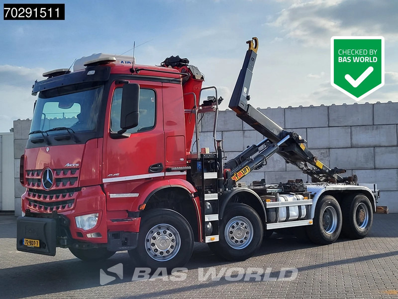 Mercedes-Benz Arocs 4145 8X4 NL-Truck HMF RCL 5300 Crane Hyva 26-51-S Hooklift Steelsuspension Big-Axle Automatic Euro 6 - Kotalni prekucni tovornjak, Tovornjak z dvigalom: slika 1 Mercedes-Benz Arocs 4145 8X4 NL-Truck HMF RCL 5300 Crane Hyva 26-51-S Hooklift Steelsuspension Big-Axle Automatic Euro 6 - Kotalni prekucni tovornjak, Tovornjak z dvigalom: slika 1