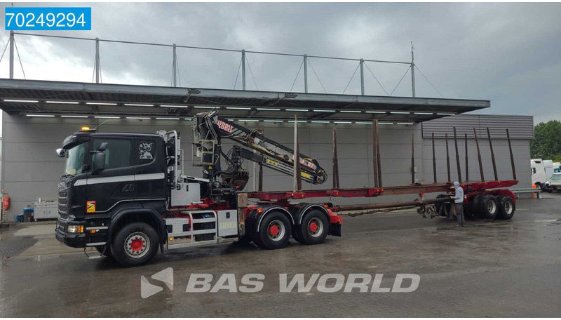 Tovornjak za prevoz lesa, Tovornjak z dvigalom Scania R580 6X4 Holz Kran Diebolt D28 Full-Steell Extentable Trailer: slika 18