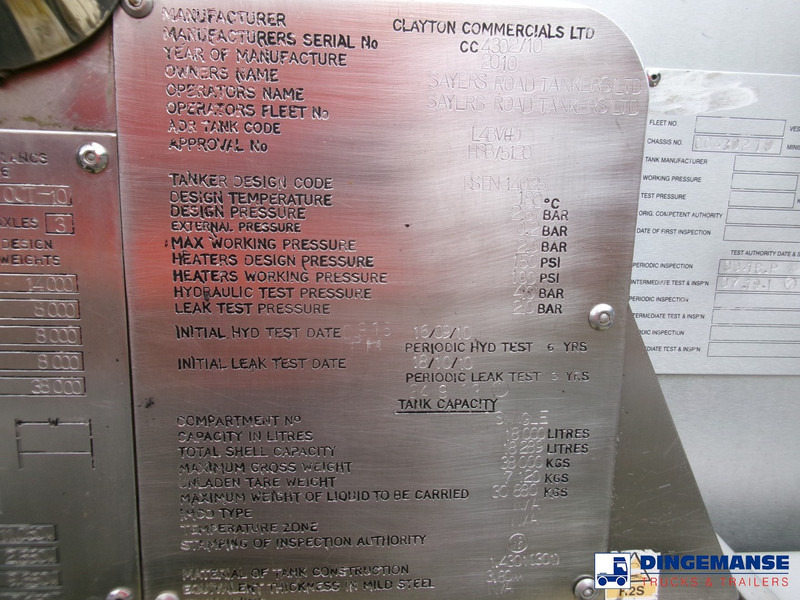 Polprikolica cisterna Clayton Chemical tank inox 18 m3 / 1 comp: slika 19