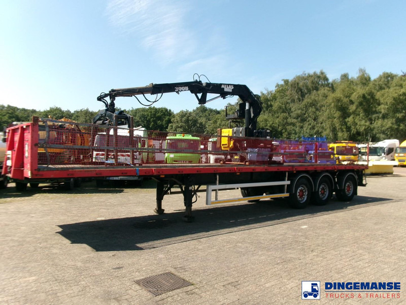 Fruehauf 3-axle platform trailer + Atlas 3008 crane - Polprikolica s kesonom: slika 1 Fruehauf 3-axle platform trailer + Atlas 3008 crane - Polprikolica s kesonom: slika 1