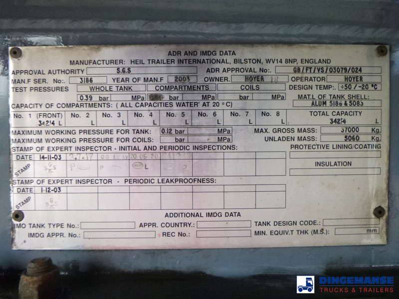Polprikolica cisterna Heil / Thompson Heavy oil tank alu 34.2 m3 / 1 comp + pump: slika 20