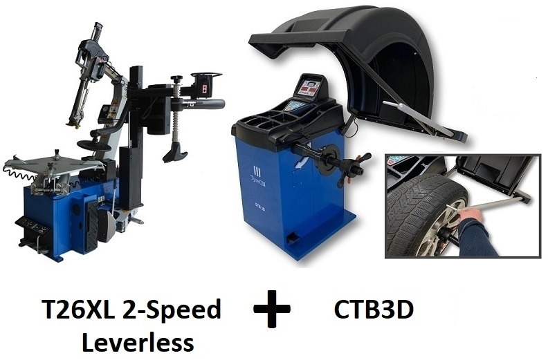 26 Inch leverless tyre changer with airbooster + fully automatic wheel balancer - Oprema za delavnice: slika 1 26 Inch leverless tyre changer with airbooster + fully automatic wheel balancer - Oprema za delavnice: slika 1