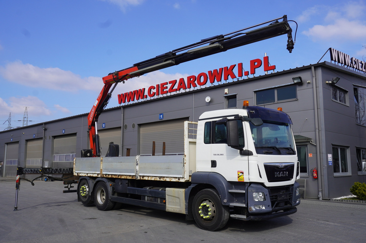 MAN TGS 26.360 Flatbed / Fassi F175 7.7 T / steered 3rd axle - Tovornjak s kesonom, Tovornjak z dvigalom: slika 1 MAN TGS 26.360 Flatbed / Fassi F175 7.7 T / steered 3rd axle - Tovornjak s kesonom, Tovornjak z dvigalom: slika 1