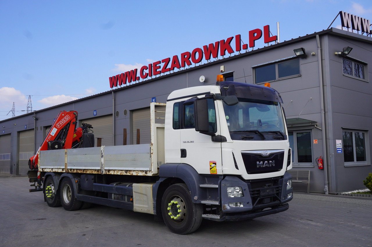 MAN TGS 26.360 Flatbed / Fassi F175 7.7 T / steered 3rd axle - Tovornjak z dvigalom: slika 2 MAN TGS 26.360 Flatbed / Fassi F175 7.7 T / steered 3rd axle - Tovornjak z dvigalom: slika 2