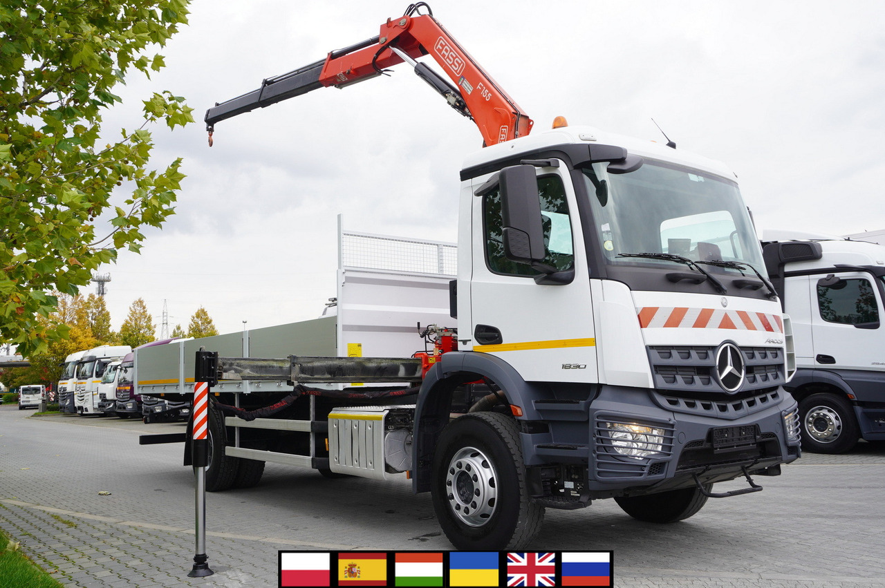 MERCEDES-BENZ Arocs 1830 / Flatbed 16 EPAL / HDS Fassi 155 / Reach 8 m / Load capacity 6160 kg - Tovornjak z dvigalom: slika 1 MERCEDES-BENZ Arocs 1830 / Flatbed 16 EPAL / HDS Fassi 155 / Reach 8 m / Load capacity 6160 kg - Tovornjak z dvigalom: slika 1