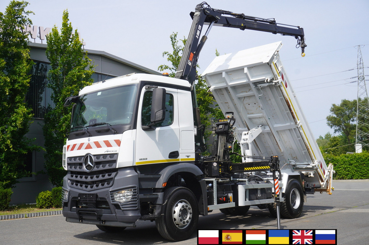 MERCEDES-BENZ Arocs 1833 / 87,000 km!!! / Hds HIAB X-DUO 128 B-2 / three-sided tipper - Tovornjak z dvigalom, Tovornjak z dvigalom: slika 1 MERCEDES-BENZ Arocs 1833 / 87,000 km!!! / Hds HIAB X-DUO 128 B-2 / three-sided tipper - Tovornjak z dvigalom, Tovornjak z dvigalom: slika 1