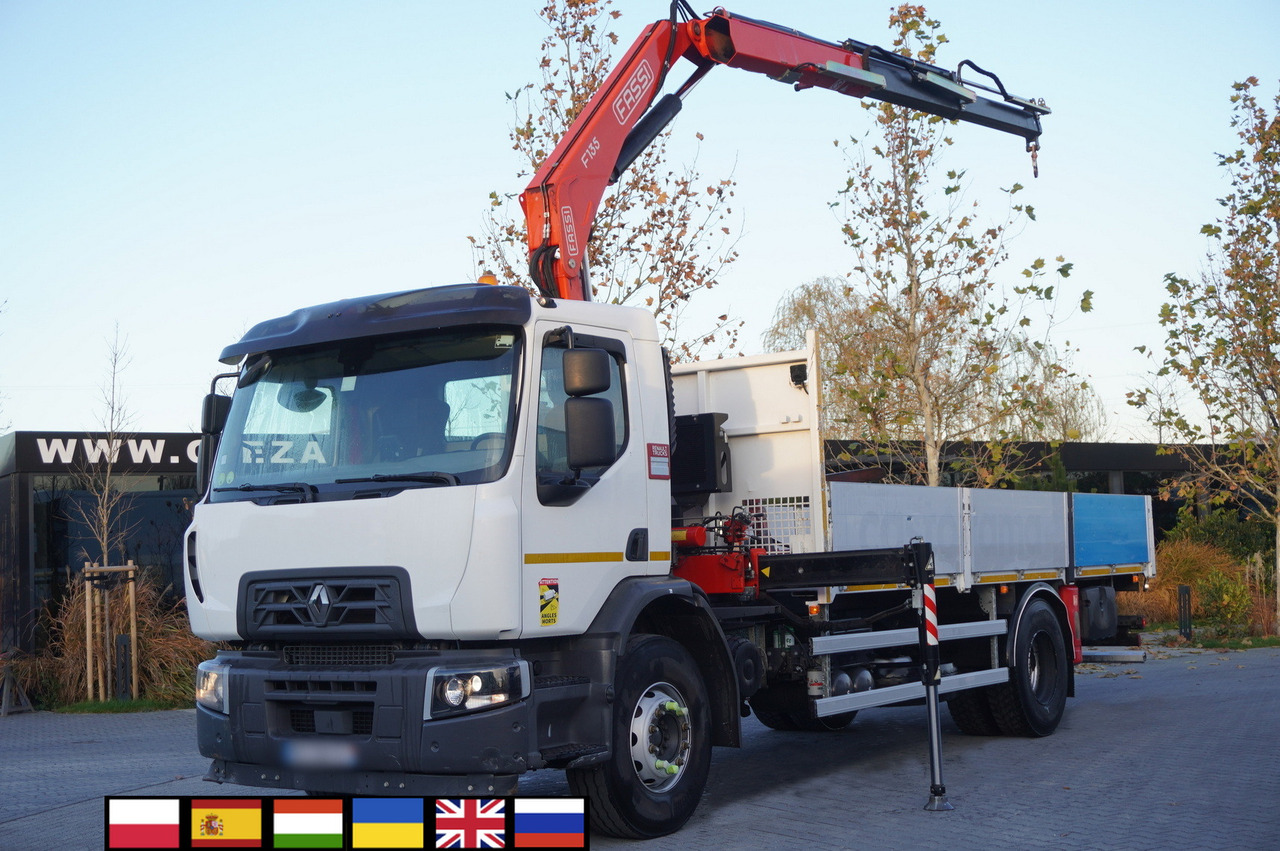RENAULT C280 DTI 8 / FASSI crane 5.6 T / range 8 m / Flatbed 15 EPAL - Tovornjak s kesonom, Tovornjak z dvigalom: slika 1 RENAULT C280 DTI 8 / FASSI crane 5.6 T / range 8 m / Flatbed 15 EPAL - Tovornjak s kesonom, Tovornjak z dvigalom: slika 1