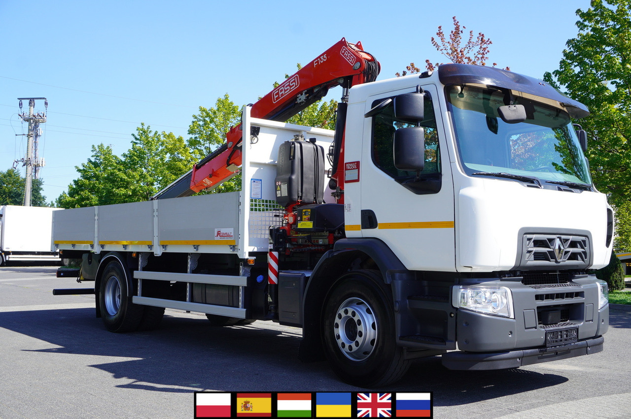 RENAULT C280 DTI 8 / FASSI crane 5.6 T / range 8 m / Flatbed 15 EPAL - Tovornjak s kesonom, Tovornjak z dvigalom: slika 1 RENAULT C280 DTI 8 / FASSI crane 5.6 T / range 8 m / Flatbed 15 EPAL - Tovornjak s kesonom, Tovornjak z dvigalom: slika 1