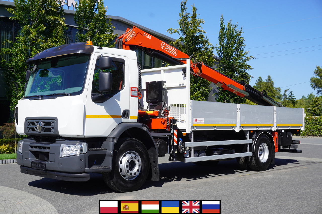 RENAULT C280 DTI 8 / FASSI crane 5.6 T / range 8 m / Flatbed 15 EPAL - Tovornjak s kesonom, Tovornjak z dvigalom: slika 1 RENAULT C280 DTI 8 / FASSI crane 5.6 T / range 8 m / Flatbed 15 EPAL - Tovornjak s kesonom, Tovornjak z dvigalom: slika 1
