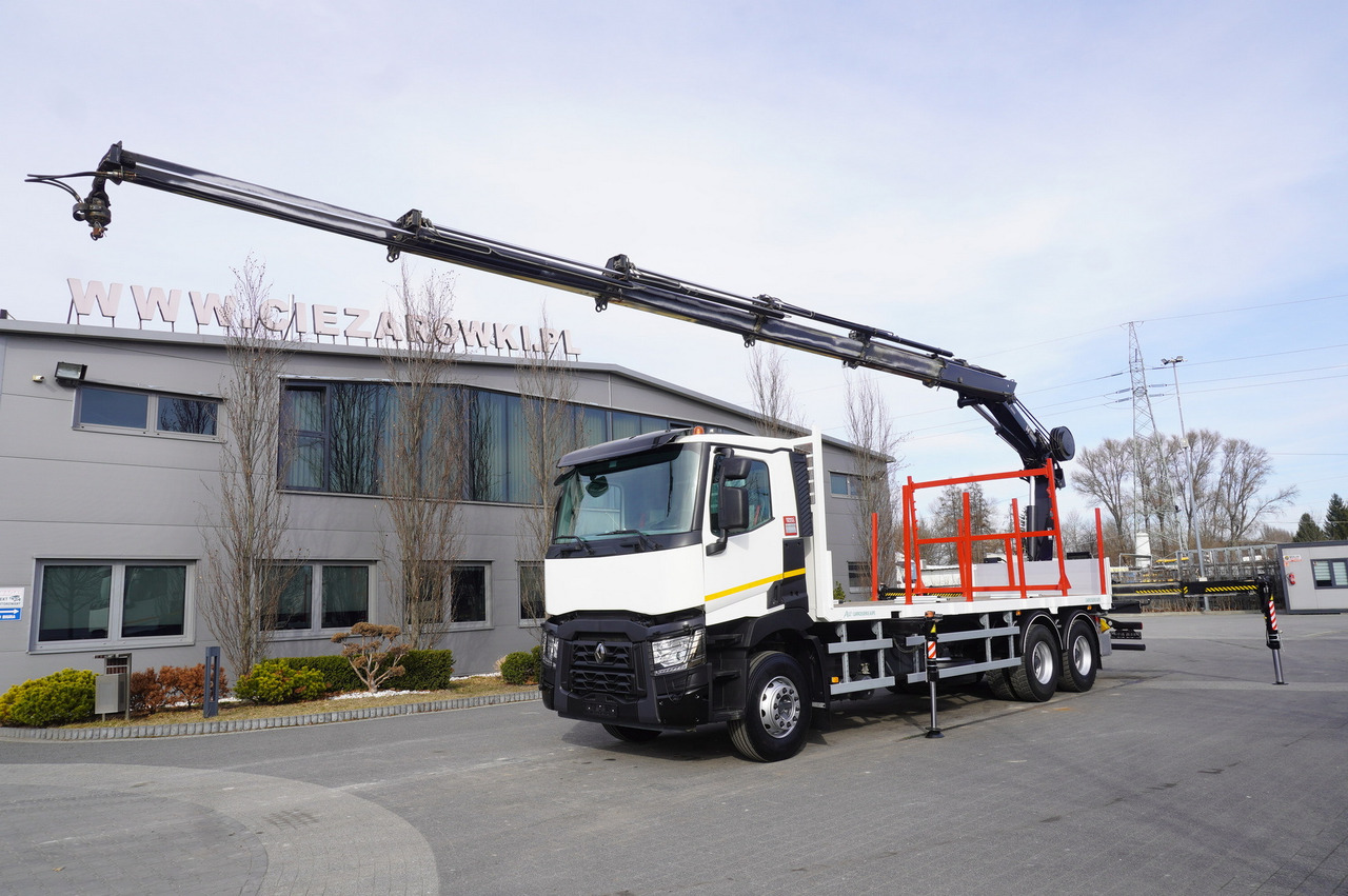 RENAULT C430 / HIAB 244 EP-5 HIDUO crane 8400 kg 15 m / Platform with stanchions - Gozdarska prikolica: slika 2 RENAULT C430 / HIAB 244 EP-5 HIDUO crane 8400 kg 15 m / Platform with stanchions - Gozdarska prikolica: slika 2