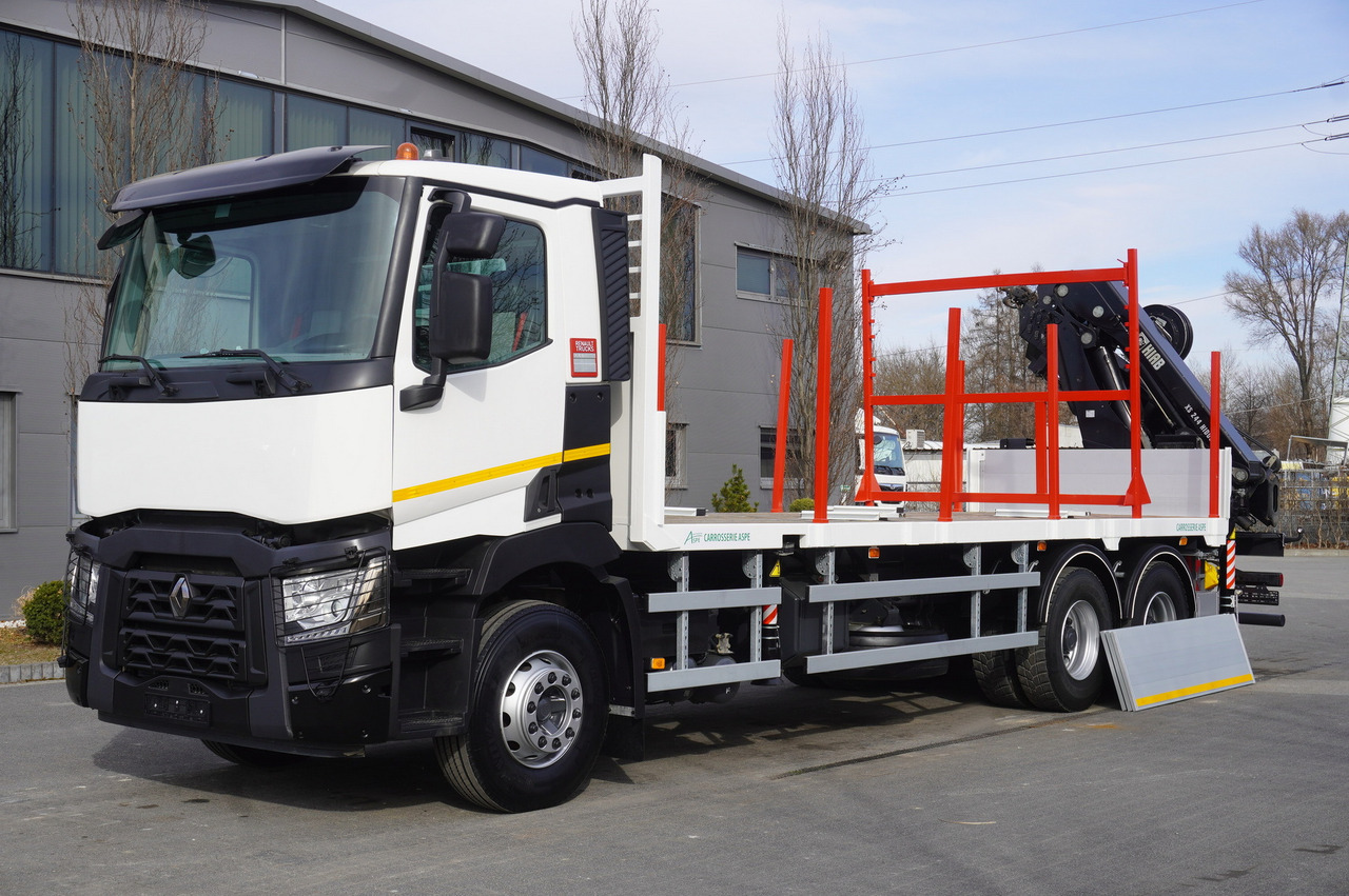 RENAULT C430 / HIAB 244 EP-5 HIDUO crane 8400 kg 15 m / Platform with stanchions - Gozdarska prikolica: slika 4 RENAULT C430 / HIAB 244 EP-5 HIDUO crane 8400 kg 15 m / Platform with stanchions - Gozdarska prikolica: slika 4