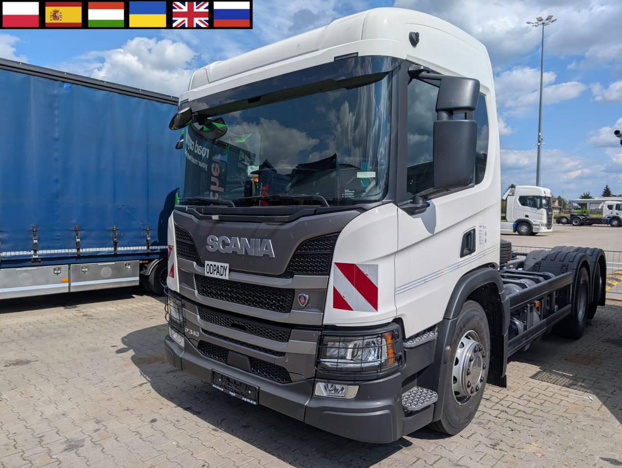 SCANIA P 340 B6x2*4NA / chassis frame / steering axle / CNG / large cab / 8 units - Tovornjak-šasija: slika 1 SCANIA P 340 B6x2*4NA / chassis frame / steering axle / CNG / large cab / 8 units - Tovornjak-šasija: slika 1