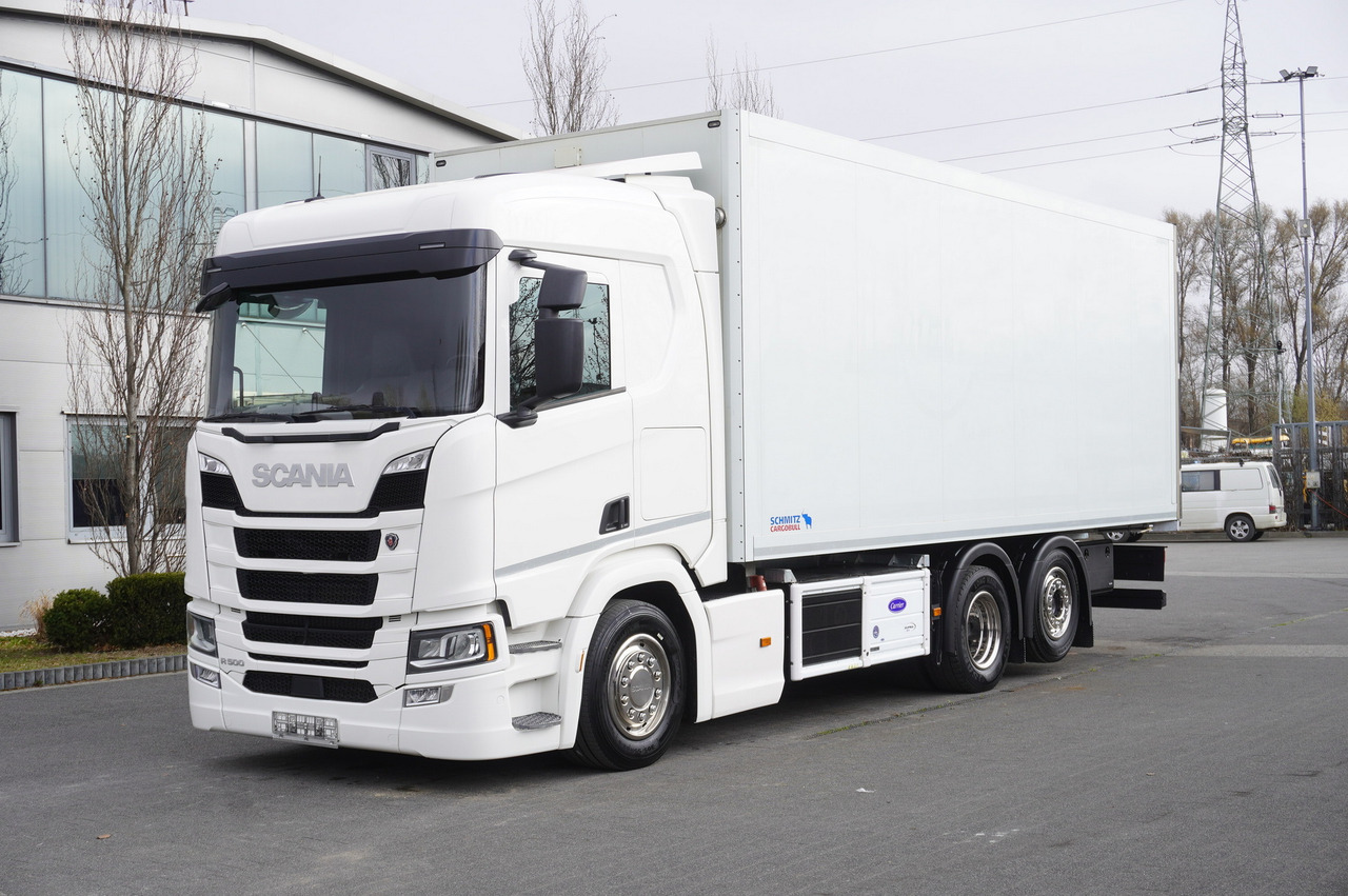 SCANIA R500 / Schmitz meat hook refrigerator / Carrier Supra 950U / 3rd steered axle - Tovornjak hladilnik: slika 1 SCANIA R500 / Schmitz meat hook refrigerator / Carrier Supra 950U / 3rd steered axle - Tovornjak hladilnik: slika 1