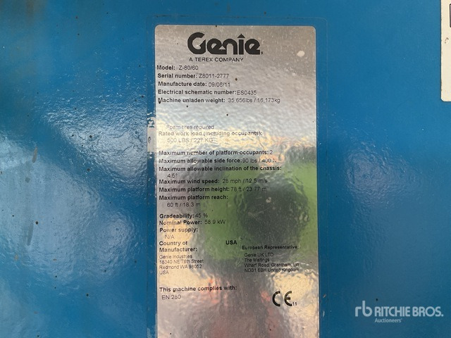 2011 Genie Z80/60 4WD Diesel Articulating Boom Lift - Zglobna dvižna ploščad: slika 2 2011 Genie Z80/60 4WD Diesel Articulating Boom Lift - Zglobna dvižna ploščad: slika 2