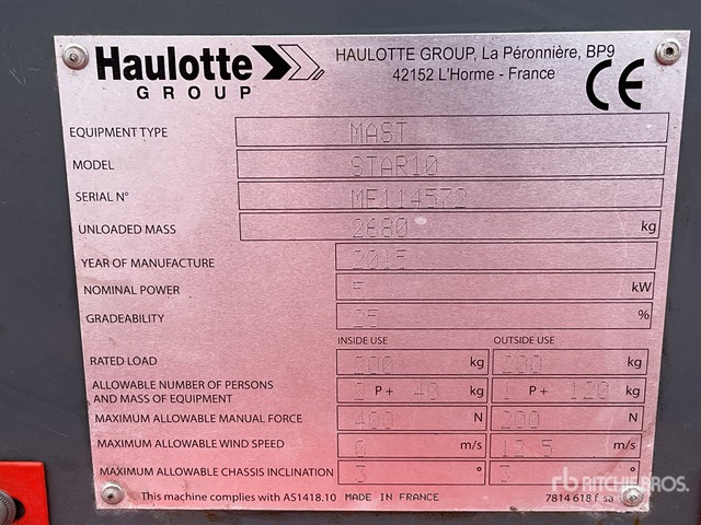 2015 Haulotte STAR 10 Electric 10 MTR Electric Mast Boom Articulating Boom Lift - Zglobna dvižna ploščad: slika 4 2015 Haulotte STAR 10 Electric 10 MTR Electric Mast Boom Articulating Boom Lift - Zglobna dvižna ploščad: slika 4