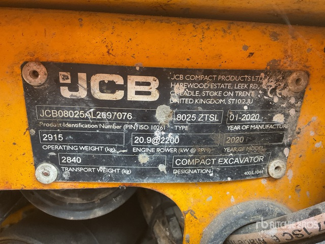 2020 JCB 8025ZTSL Tracked Excavator - Bager goseničar: slika 1 2020 JCB 8025ZTSL Tracked Excavator - Bager goseničar: slika 1