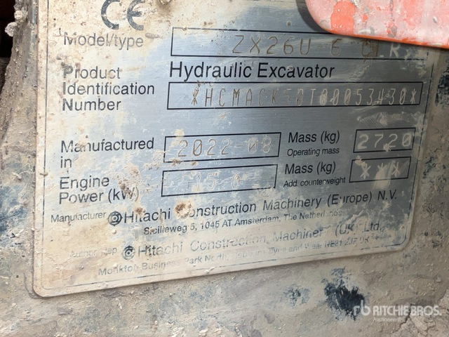 2022 Hitachi ZX26U-6 Mini Excavator: <6.6t - Mini bager: slika 2 2022 Hitachi ZX26U-6 Mini Excavator: <6.6t - Mini bager: slika 2