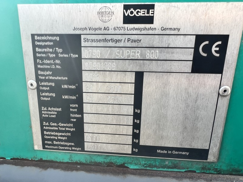 Asfaltni finišer Vögele Super 800 Typ.07.90 (110958): slika 7