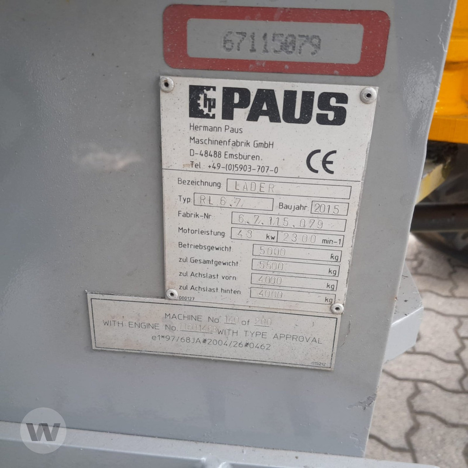 Paus RL 6.7 - Kolesni nakladalec: slika 2 Paus RL 6.7 - Kolesni nakladalec: slika 2